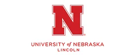 A large red letter N is centered above the words UNIVERSITY OF NEBRASKA LINCOLN written in red capital letters on a white background.